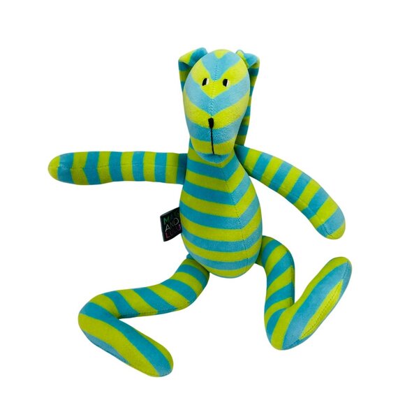 Max And Lulu Striped Bunny Plush Blue & Lime Green Soft Stuffed Animal - Picture 6 of 9